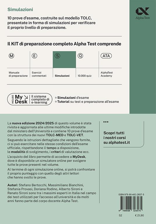 Alpha Test. Medicina. TOLC-MED. Simulazioni. Con MyDesk - Stefano Bertocchi,Massimiliano Bianchini,Stefania Provasi - 2