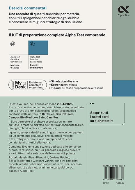 Alpha Test Cattolica San Raffaele. Esercizi commentati. Ediz. MyDesk. Con Contenuto digitale per download e accesso online - Massimiliano Bianchini,Doriana Rodino,Silvia Tagliaferri - 2