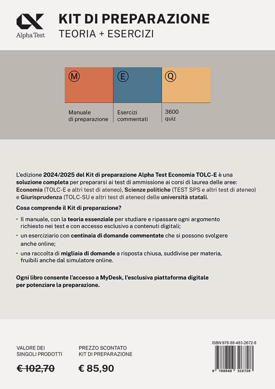 Alpha Test. Economia. TOLC-E. Kit di preparazione. Ediz. MyDesk. Con Contenuto digitale per download e accesso online - 2