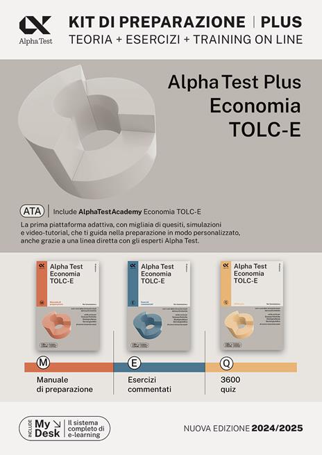 Alpha Test plus. Economia. TOLC-E. Kit di preparazione. Con Contenuto digitale per download e accesso online - copertina
