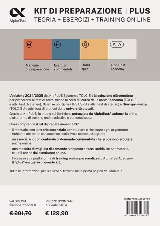 Alpha Test plus. Economia. TOLC-E. Kit di preparazione. Con Contenuto digitale per download e accesso online - 2
