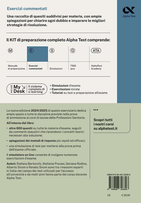 Alpha Test. Professioni sanitarie. Esercizi commentati. Ediz. MyDesk. Con Contenuto digitale per download e accesso online - Stefano Bertocchi,Stefania Provasi,Doriana Rodino - 2