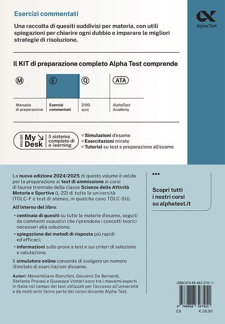 Alpha Test. Scienze motorie. Esercizi commentati. Ediz. MyDesk. Con Contenuto digitale per download e accesso online - Massimiliano Bianchini,Giovanni De Bernardi,Stefania Provasi - 2