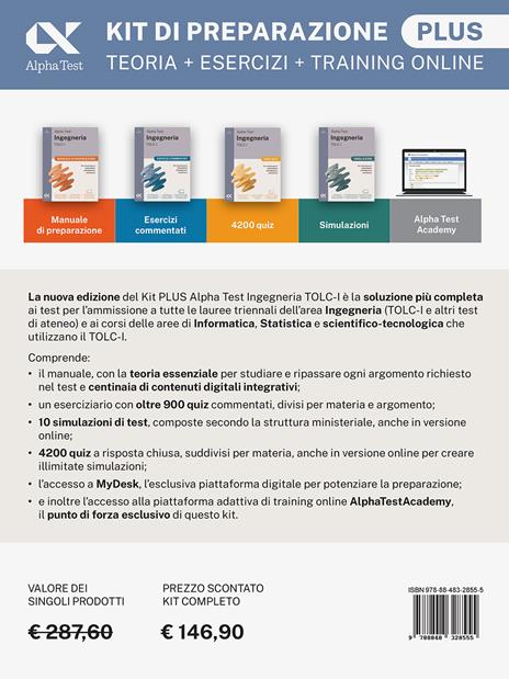 Alpha Test plus. Ingegneria. TOLC-I. Kit di preparazione plus. Per l’ammissione a Ingegneria, Informatica e Statistica. Ediz. MyDesk. Con Contenuto digitale per download e accesso online - Stefano Bertocchi,Alberto Sironi,Massimiliano Bianchini - 2