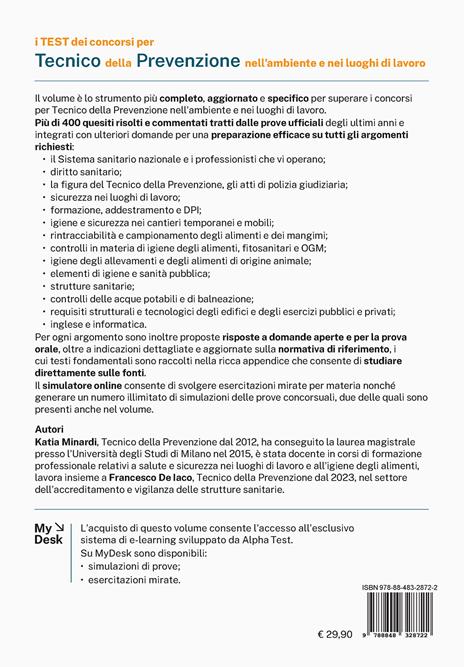 I test dei concorsi per tecnico della prevenzione nell'ambiente e nei luoghi di lavoro. Ediz. MyDesk. Con Contenuto digitale per download e accesso online - Katia Minardi - 2