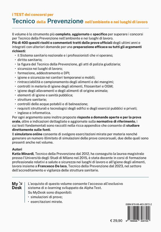 I test dei concorsi per tecnico della prevenzione nell'ambiente e nei luoghi di lavoro. Ediz. MyDesk. Con Contenuto digitale per download e accesso online - Katia Minardi - 2