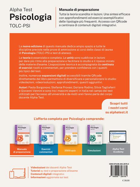 Alpha Test. Psicologia. TOLC-PSI. Manuale di preparazione. Ediz. MyDesk. Con espansioni online - Fausto Lanzoni,Paola Borgonovo,Stefania Provasi - 2