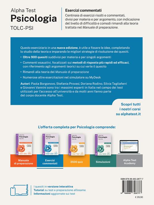 Alpha Test. Psicologia. TOLC-PSI. Esercizi commentati. Ediz. MyDesk. Con espansioni online - Paola Borgonovo,Fausto Lanzoni,Stefania Provasi - 2