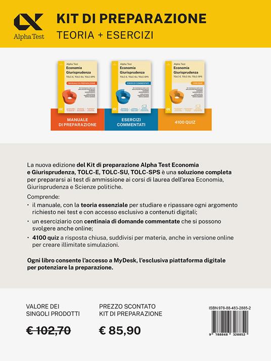 Alpha Test. Economia giurisprudenza. TOLC-E, TOLC-SU, TOLC-SPS. Kit di preparazione. Con Contenuto digitale per download e accesso online - 2