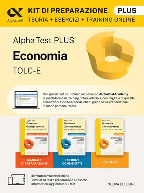 Alpha Test plus. Economia TOLC-E. Kit di preparazione Plus. Con Contenuto digitale per download e accesso online - copertina
