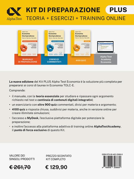 Alpha Test plus. Economia TOLC-E. Kit di preparazione Plus. Con Contenuto digitale per download e accesso online - 2