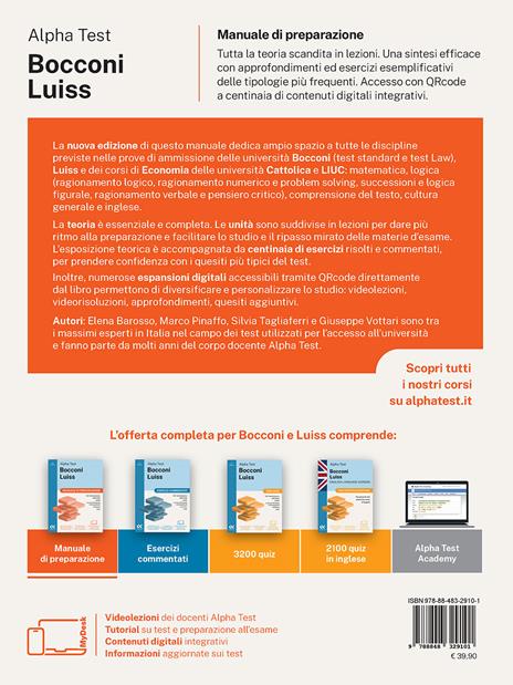 Alpha Test Bocconi e Luiss Manuale di preparazione. Edizione 2025. Per test di economia. Con teoria, esercizi e contenuti digitali - 2