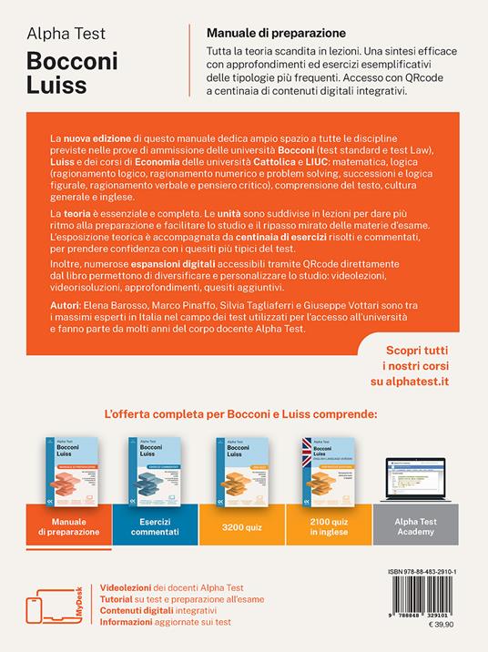 Alpha Test Bocconi e Luiss Manuale di preparazione. Edizione 2025. Per test di economia. Con teoria, esercizi e contenuti digitali - 2
