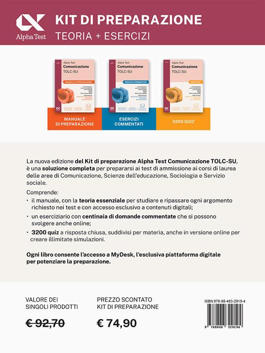 Alpha Test Comunicazione. Kit di preparazione. Per l'ammissione a tutti i corsi dell'area di Comunicazione tra cui Scienze della Comunicazione, Comunicazione e Società, Comunicazione Interculturale, DAMS, Teatro Cinema Media. Con espansione online - Massimiliano Bianchini,Paola Borgonovo,Mattia Goffetti - 3