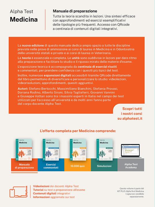 Alpha Test Medicina. Manuale di preparazione. Per l’ammissione ai corsi di laurea in Medicina, Odontoiatria e Veterinaria delle università statali. Ediz. MyDesk. Con Contenuto digitale per download e accesso online - Stefano Bertocchi,Stefania Provasi,Giovanni Vannini - 2