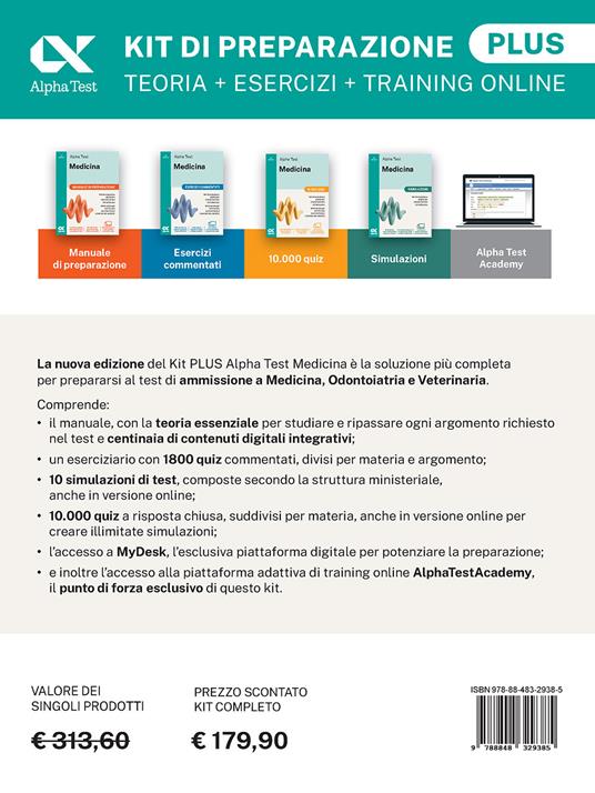 Alpha Test Plus Medicina. Kit di preparazione Plus. Per l’ammissione ai corsi di laurea in Medicina, Odontoiatria e Veterinaria delle università statali. Nuova edizione con i quesiti della banca dati ufficiale 2024. Ediz. MyDesk. Con Contenuto digitale per download e accesso online - 2
