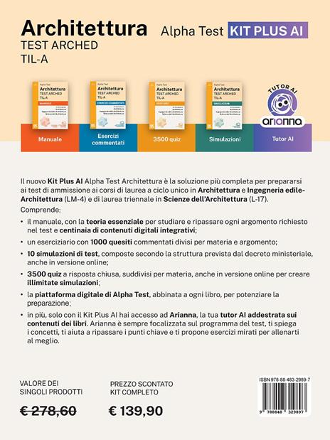 Alpha Test Architettura ARCHED, TIL-A 2026-2027. Kit di preparazione Plus AI. Per test di ammissione universitari. Con tutor AI e simulatore online - 3