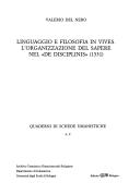 Linguaggio e filosofia in Vives. L'organizzazione del sapere nel «De disciplinis» (1531) - Valerio Del Nero - copertina