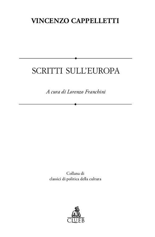 Scritti sull'Europa. Ediz. multilingue - Vincenzo Cappelletti - copertina