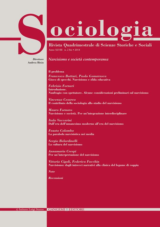 Sociologia. Rivista quadrimestrale di scienze storiche e sociali (2014) vol. 2 bis - copertina