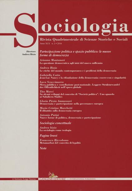 Sociologia (2016). Vol. 2 - copertina