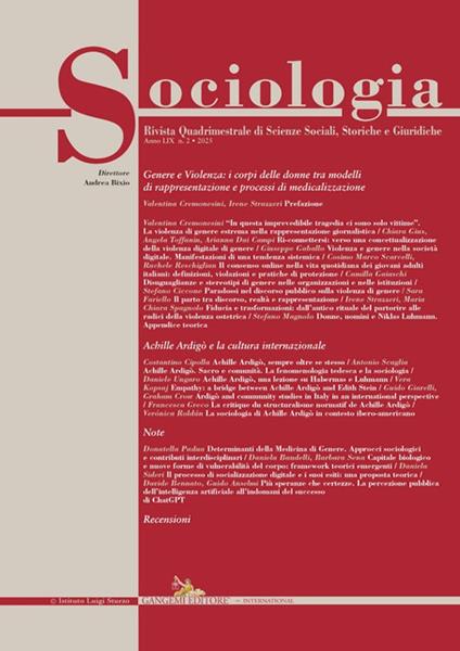 Sociologia. Rivista quadrimestrale di scienze storiche e sociali (2025). Vol. 2 - copertina