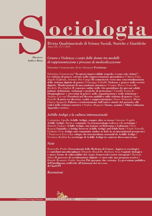 Sociologia. Rivista quadrimestrale di scienze storiche e sociali (2025). Vol. 2 - copertina