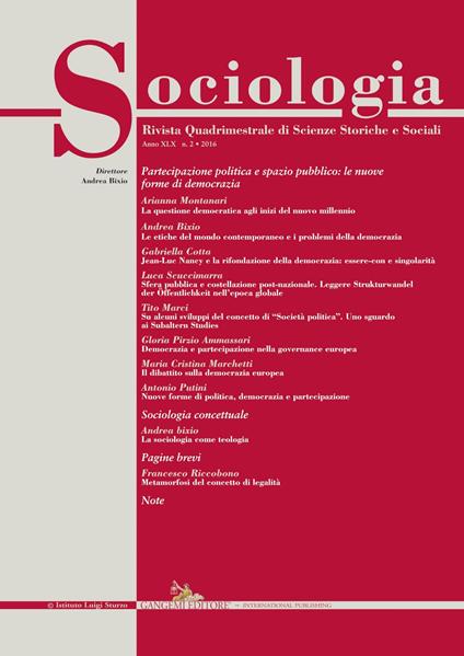 Sociologia (2016). Vol. 2 - Andrea Bixio,Vincenzo Costa,Gabriella Cotta,Maria Cristina Marchetti - ebook