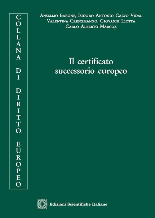 Il certificato successorio europeo - copertina