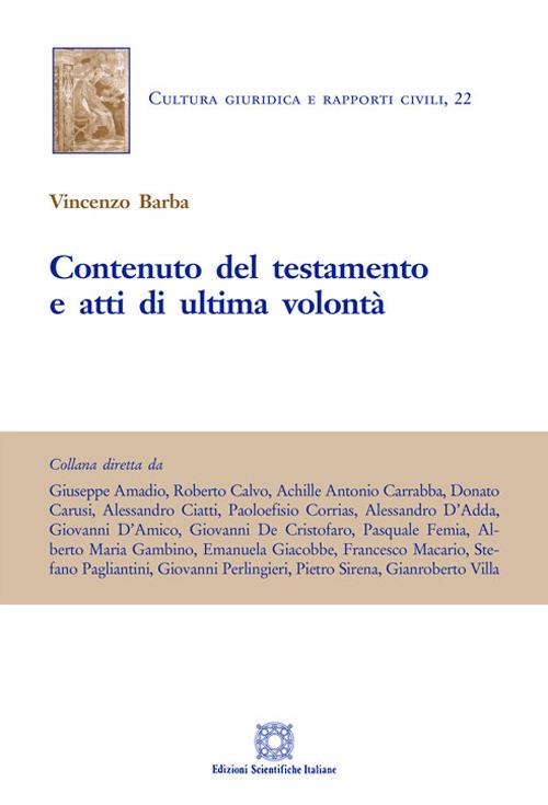 Contenuto del testamento e atti di ultima volontà - Vincenzo Barba - copertina