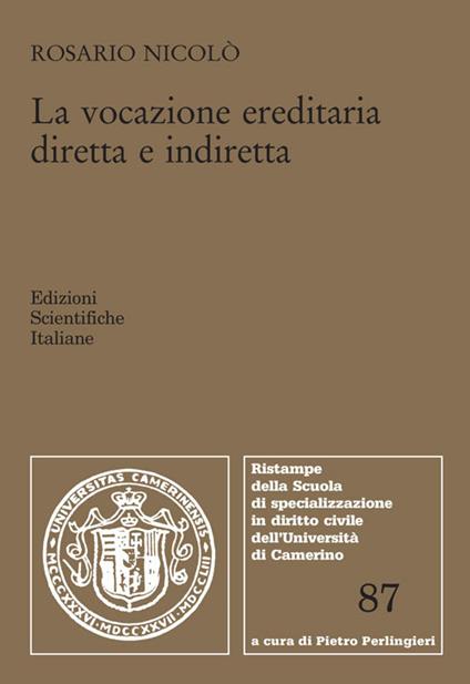 La vocazione ereditaria diretta e indiretta - Rosario Nicolò - copertina