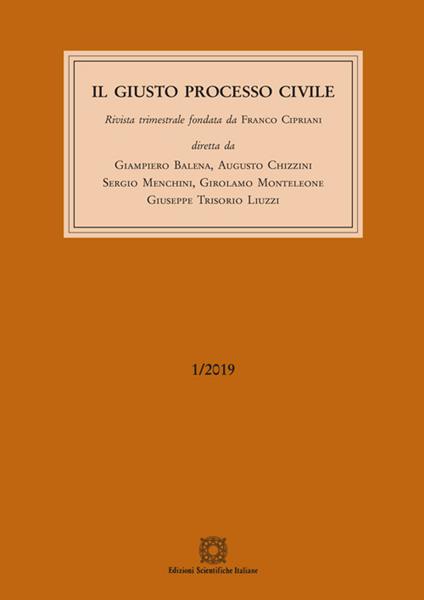 Il giusto processo civile (2019). Vol. 1 - copertina