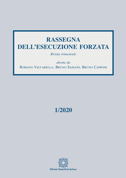 Rassegna dell'esecuzione forzata (2020). Vol. 1 - copertina