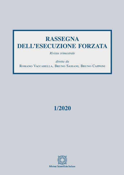 Rassegna dell'esecuzione forzata (2020). Vol. 1 - copertina