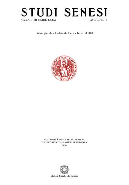 Studi senesi. Rivista giuridica (2020). Vol. 1 - copertina