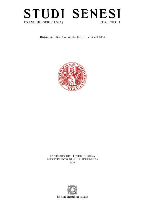 Studi senesi. Rivista giuridica (2020). Vol. 1 - copertina