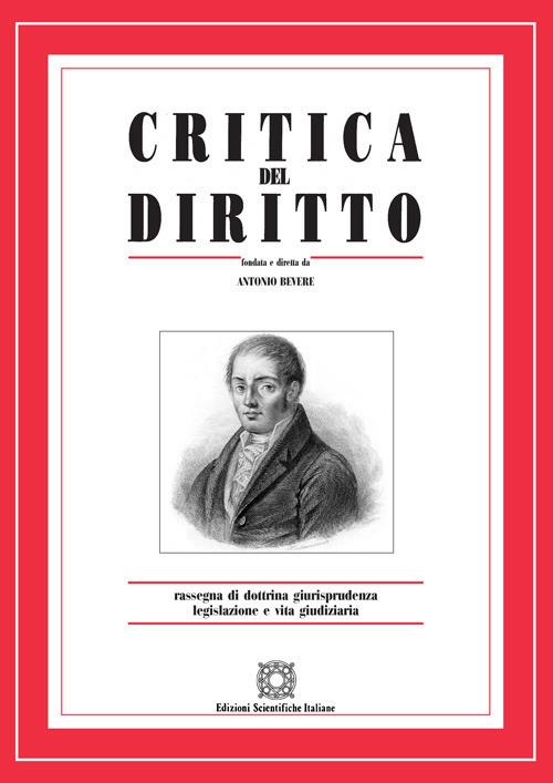 Critica del diritto. Rassegna di dottrina giurisprudenza legislazione e vita giudiziaria (2020). Vol. 1 - copertina