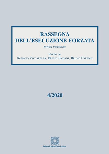 Rassegna dell'esecuzione forzata (2020). Vol. 4 - copertina