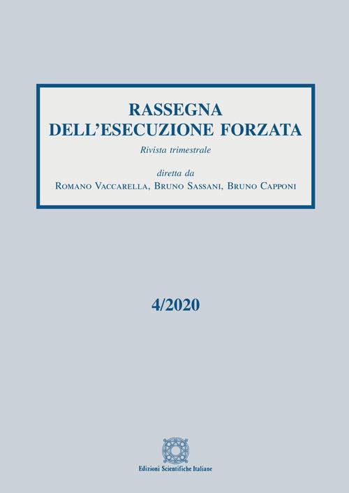 Rassegna dell'esecuzione forzata (2020). Vol. 4 - copertina