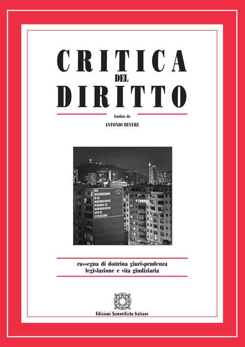 Critica del diritto. Rassegna di dottrina giurisprudenza legislazione e vita giudiziaria (2020). Vol. 2 - copertina