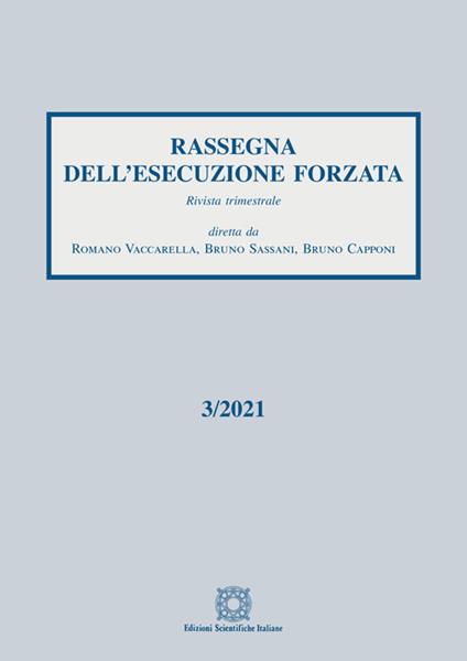 Rassegna dell'esecuzione forzata (2021). Vol. 3 - copertina
