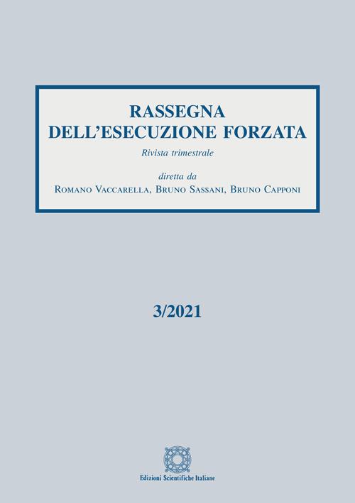 Rassegna dell'esecuzione forzata (2021). Vol. 3 - copertina