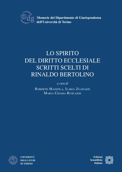 Lo spirito del diritto ecclesiale. Scritti scelti di Rinaldo Bertolino - copertina