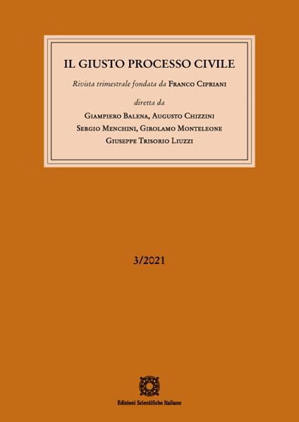 Il giusto processo civile (2021). Vol. 3 - copertina