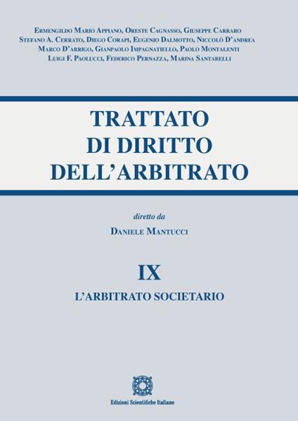 Trattato di diritto dell'arbitrato. Vol. 9: L' arbitrato societario - copertina