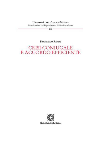 Crisi coniugale e accordo efficiente - Francesco Rende - copertina