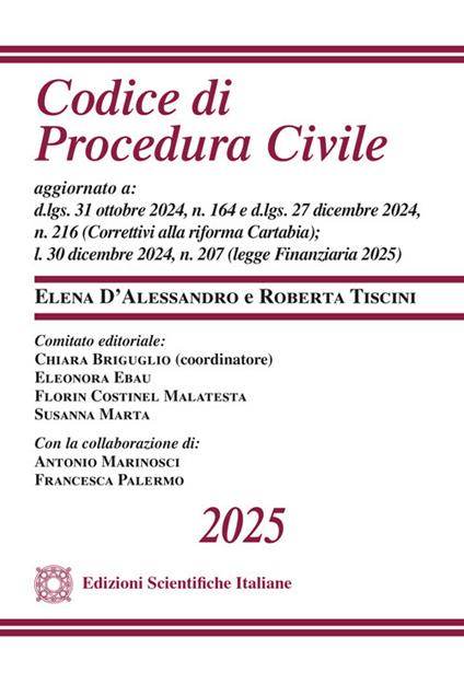 Codice di procedura civile 2025 - Elena D'Alessandro,Roberta Tiscini - copertina