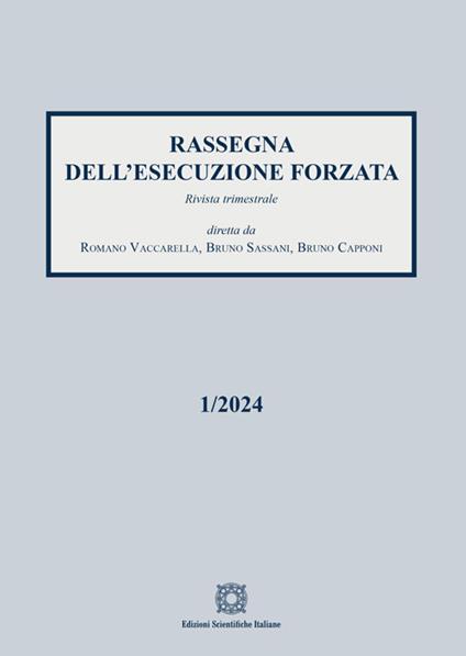 Rassegna dell'esecuzione forzata (2024). Vol. 1 - copertina