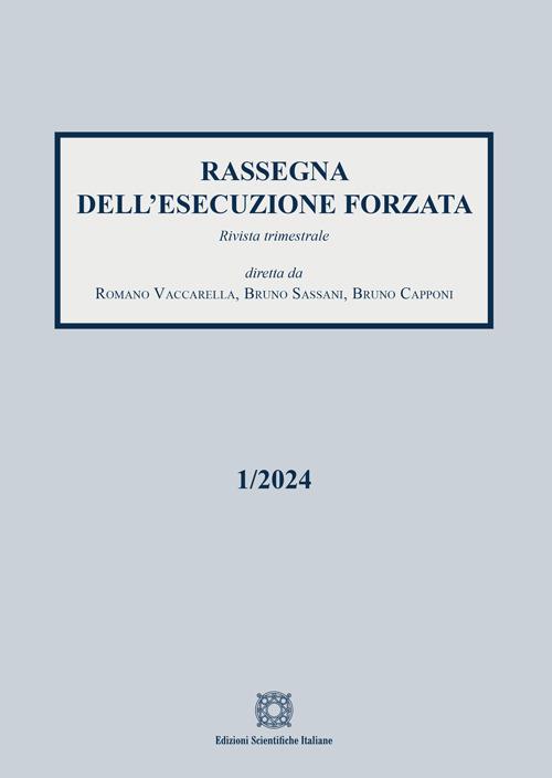 Rassegna dell'esecuzione forzata (2024). Vol. 1 - copertina