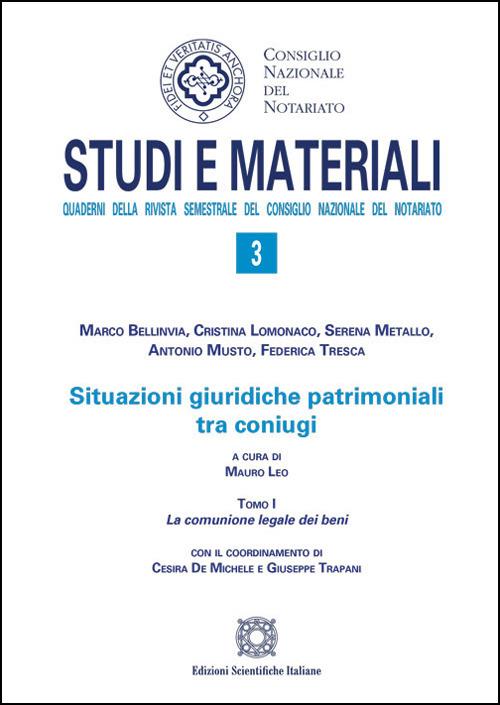 Situazioni giuridiche patrimoniali tra coniugi. Vol. 1 - copertina